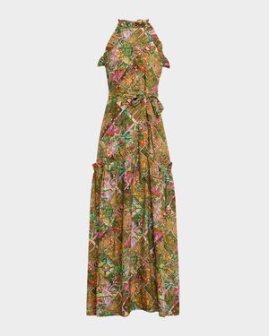 Tahiti Keenan Ruffle-Trim Maxi Dress