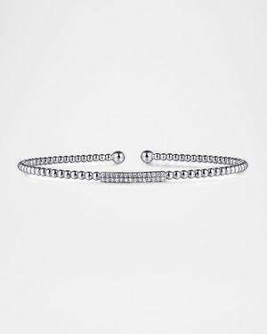 14K White Gold Bujukan Bead Bangle with Diamonds