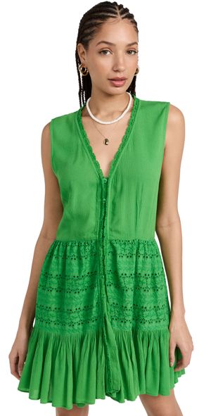 Playa Lucila Eyelet Mini Dress Green S