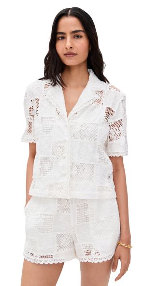 English Factory Embroidered Shirt White L