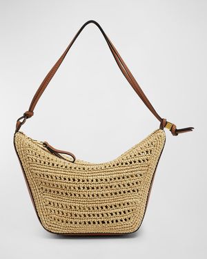 x Paula's Ibiza Hammock Mini Hobo Bag in Raffia with Leather Strap