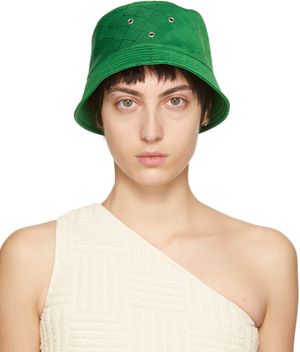 Bottega Veneta Green Intreccio Jacquard Bucket Hat