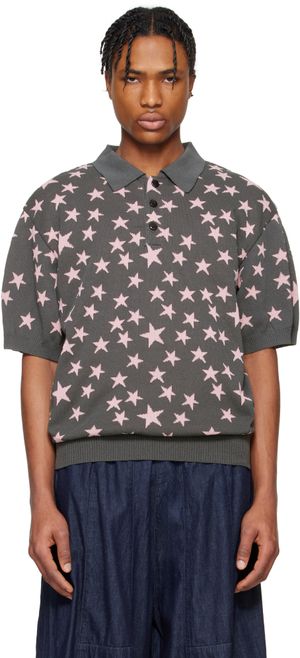 NEEDLES Gray Short Sleeve Knit Polo