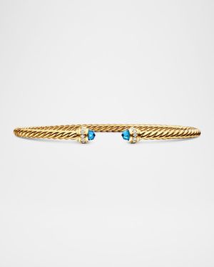 Cablespira Bracelet with Gemstone in 18K Gold, 3mm