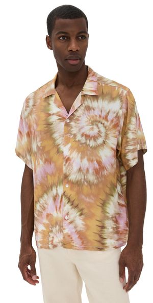 Bather Calypso Swirl Camp Shirt Orange L