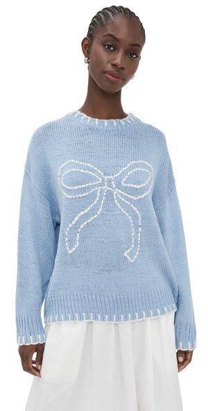 Bailey Rose Bow Sweater Powder Blue L