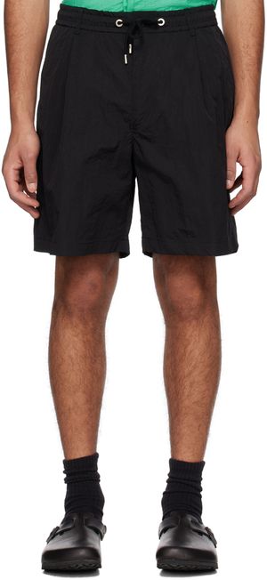 Solid Homme Black Drawstring Shorts