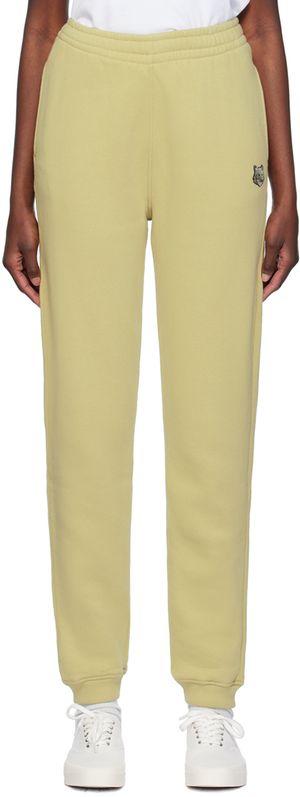 Maison Kitsuné Pantalon de détente vert à logo de renard
