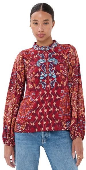 Figue Kit Top Kaleidoscope Paisley Red L