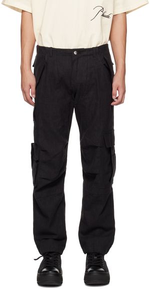 Rhude Pantalon cargo noir à panneaux