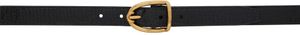 TOM FORD Ceinture noire gaufrée façon serpent à boucle angulaire