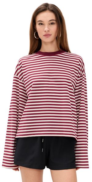 Lioness Bloom Long Sleeve Tee Wine Stripe XXL
