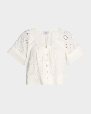 Bambina Eyelet-Embroidered Cropped Blouse