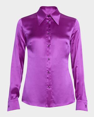 Silk Slim Button-Down Shirt