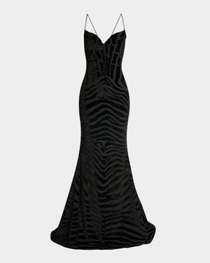Zebra Velvet Sleeveless Trumpet Gown