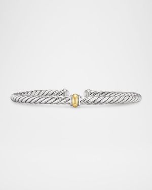Cable Flex Center Station Bracelet in Silver and 14K Gold, 4mm