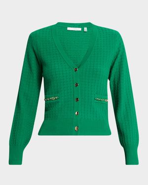 The Oaklee Chain-Trim Cardigan Sweater