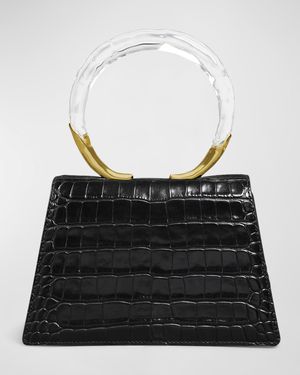 Lucite Quad Croc-Embossed Top-Handle Bag