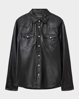 Men's Sage Leather Western Shirt Jacket