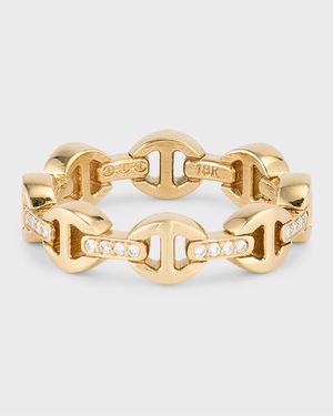 18K Yellow Gold Dame Tri-Link Diamond Bridge Ring
