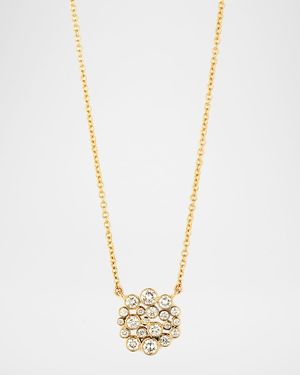 18k Yellow Gold Diamond Cluster Necklace