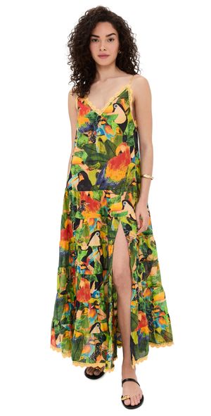FARM Rio Bird Leaves Long Dress Bird Leaves Sand XL