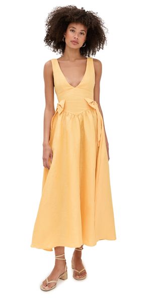 VRG GRL Daphne Linen Midi Sun Dress Sun M