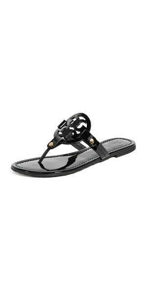 Tory Burch Miller Patent Thong Sandal Black 9