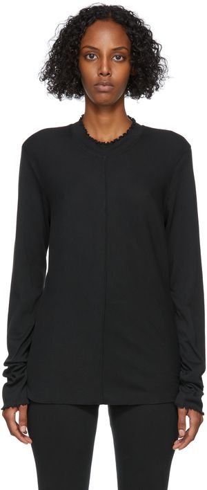 Raquel Allegra Black Long Sleeve Fitted T-Shirt