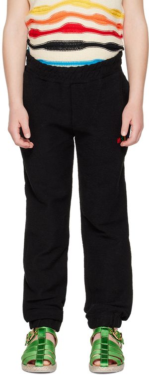 MSGM Kids Kids Black Embroidered Lounge Pants