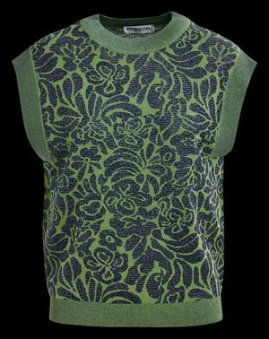 Essentiel Antwerp - Pull col rond jacquard - Taille XL - Vert
