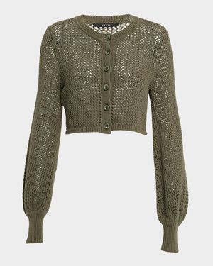 Tori Blouson-Sleeve Crochet Cardigan