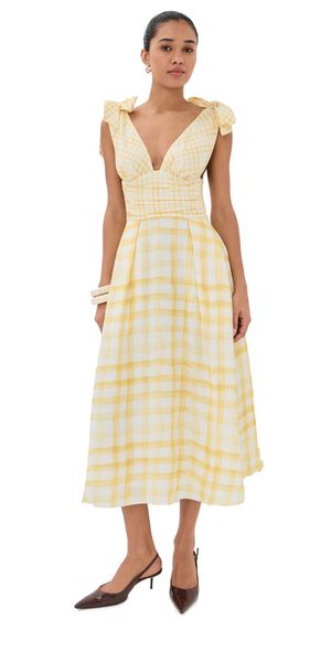 Rosie Assoulin Bow Shoulder Dress Yellow 0