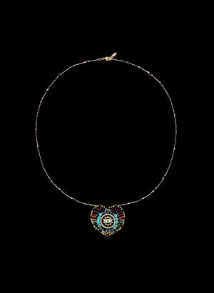 Hipanema - Collier chaîne avec charm central avec perles - Taille Unique - Noir