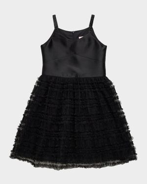Girl's Chloe Ruffle-Skirt Henley Dress, Size 7-14