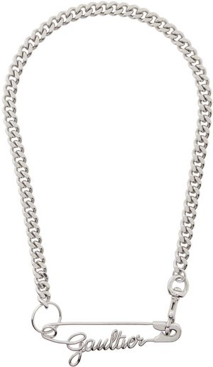 Jean Paul Gaultier Collier argenté à pendentif sculptural - Tattoo