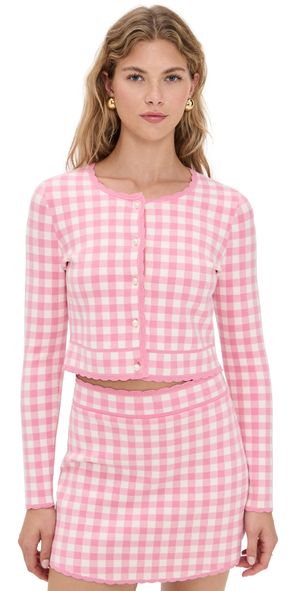 LoveShackFancy Bridgette Cardigan Pink Pearl XS