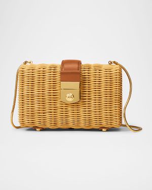 Lock Box Rattan Clutch Bag