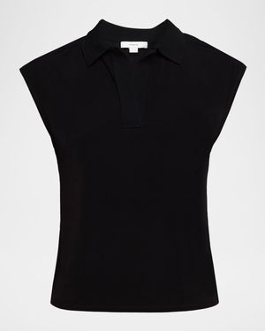 Cap-Sleeve Polo Top