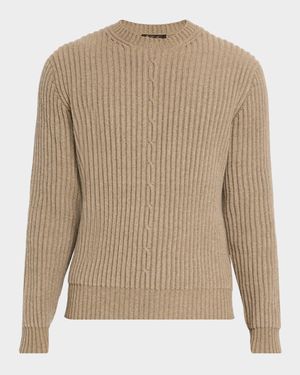 Men's Plane Tree Baby Cashmere Cable Crewneck Sweater