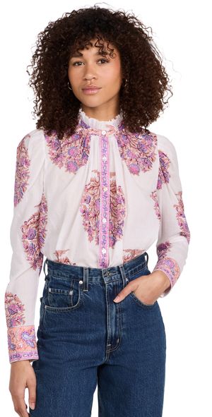 Alix of Bohemia Annabel Fig Flower Shirt Pink L
