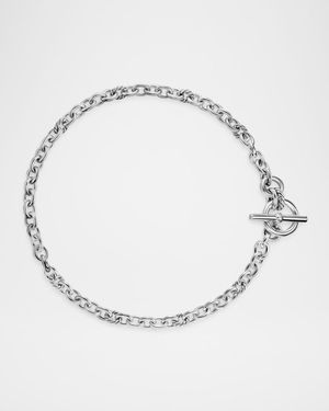 DY Mercer Single Row Toggle Necklace with Diamonds in Silver, 5mm