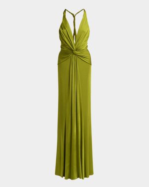 Draped V-Neck Gown
