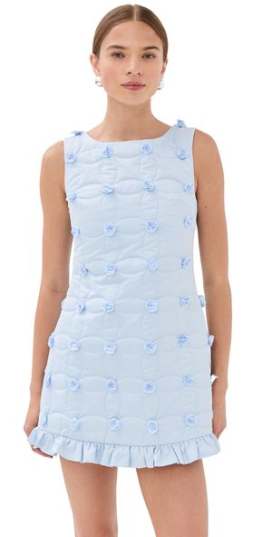 Tanner Fletcher Pippin Quilted Rosette Mini Dress Light Blue 2