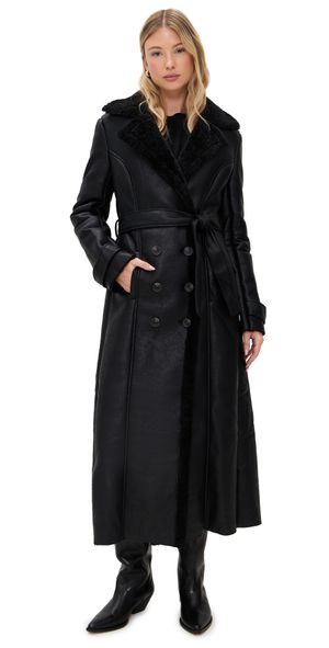 BARDOT Vegan Leather Trench Coat Black XL