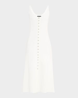 Sharon Sleeveless Crystal-Button Sweater Dress