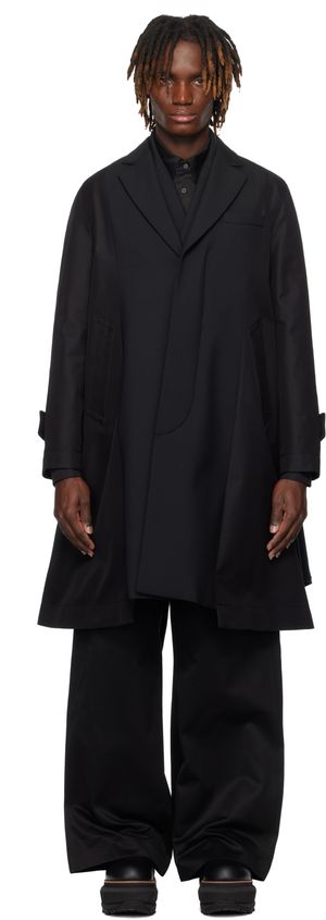 sacai Black Suiting Bonding Mix Coat