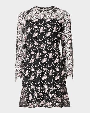 Gracie Two-Tone Floral Lace Mini Dress