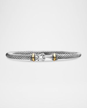 Cable Buckle Bracelet in Silver with 18K Gold, 4mm