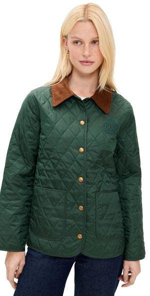 Sporty & Rich New York Crest Nylon Quilted Jacket Forest XL